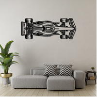 Formula 1 Car Pits Top View Silhouette Metal Wall Art